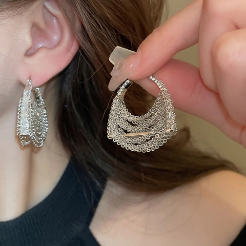 Orecchini Pendenti Con Frange In Zircone Raffinati Con Perno In Argento Gioielli Per Orecchie In Rame Geometrici Da Donna
