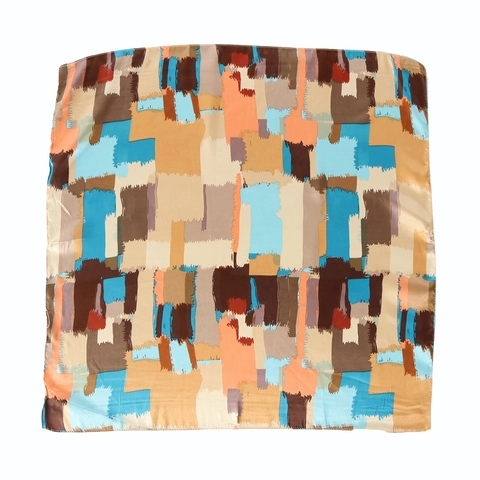 Multi Color Abstract Print Square Scarf Tencel Satin Bandana For Women Smooth Lightweight Fashion Headscarf Neck Wrap Accessory