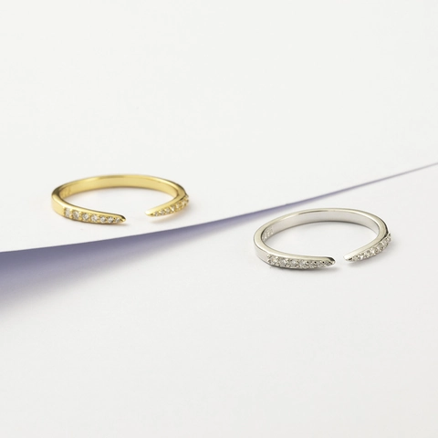 Anello Aperto Regolabile Minimalista In Argento Sterling 925 Con Zircone Gioielli Geometrici Semplici Per Donna Uomo Coppia