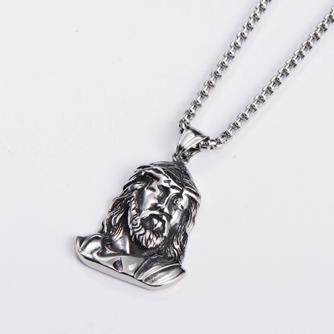 Jesus Portrait Relief Pendant Necklace 304 Stainless Steel Religious Biker Punk Vintage Jewelry For Men