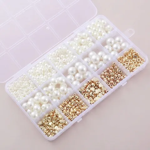 DIY Jewelry Making Supplies Imitation Artificial Pearl Gold Alloy Spacer Beads Heart Star Shape For Handcrafted Bracelet Necklace