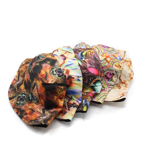 Wendbarer Fischerhut Baumwolle Polyester Bedruckt Sonnenschutz Breite Krempe Tie Dye Galaxie Outdoor Streetwear Unisex