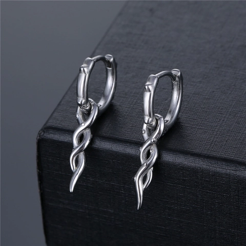 Pendientes De Aro Con Llama Retorcida Acero Inoxidable 316L Punk Gótico Minimalista Para Hombres Y Mujeres