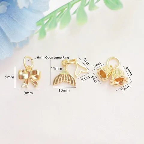 Copper DIY Charms Jewelry Making 14K Gold Plated Whale Tail Lily Of The Valley Bowknot Necklace Bracelet Accessories Fashion