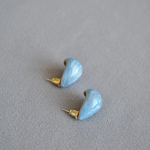 Brass Gold Plated Water Drop Enamel Stud Earrings With 925 Sterling Silver Earring Post Niche Design Women Fashion Jewelry