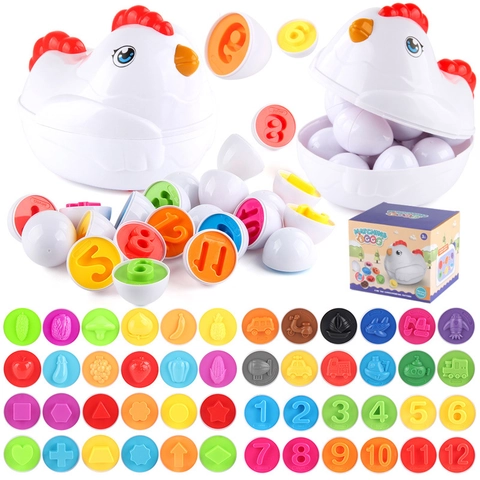 Uova Di Corrispondenza Plastica Riconoscimento Colori Forme Giocattolo Educativo Montessori Con Scatola Di Immagazzinaggio Gallina