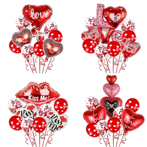 Valentijnsdag Ballonnen Hart Folie Latex Lippen Liefde Bruiloft Aanzoek Feest Decoratie Romantisch Rood Levendig