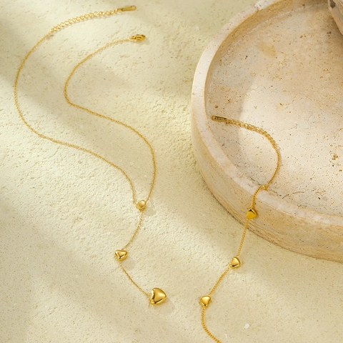 Collana Bracciale Con Pendente A Cuore Acciaio Inossidabile Placcato Oro 18K Stile INS Gioielli Di Moda Per Donna