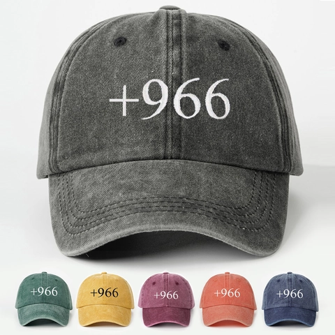 Gorra De Béisbol De Algodón Lavado Vintage Bordado +966 Sombrero Retro Ajustable Protección Solar