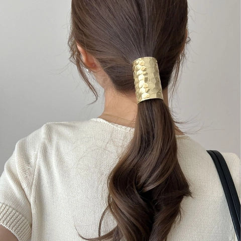 Metall Ponytail Halter Haar Manschette Lang Gehämmert Krokodil Textur Minimalistische Haar Accessoire Für Frauen Mädchen