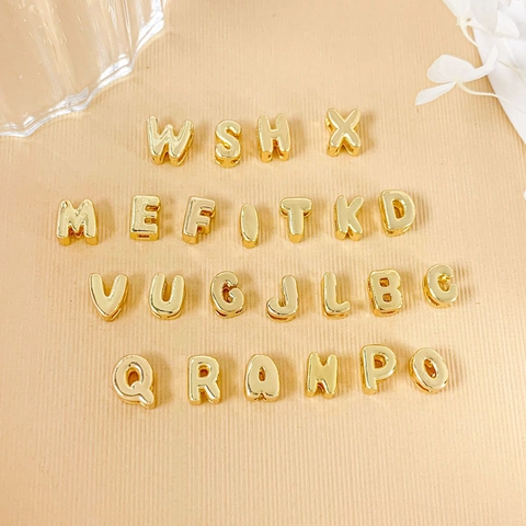Alphabet Bubble Buchstaben Anhänger 18K Vergoldeter Kupfer Anhänger Für DIY Schmuckherstellung Minimalistischen Stil