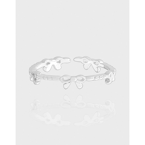 Minimalistischer 925 Sterling Silber Schleife Offener Verstellbarer Ring Für Damen Süßer Koreanischer Strass Finger Schmuck