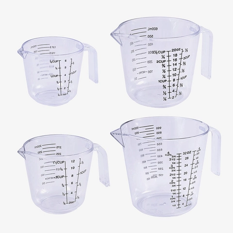 Caraffa Graduata In Plastica Con Manico E Beccuccio Strumento Da Cucina Trasparente Scale Di Misurazione Multiple Chiara