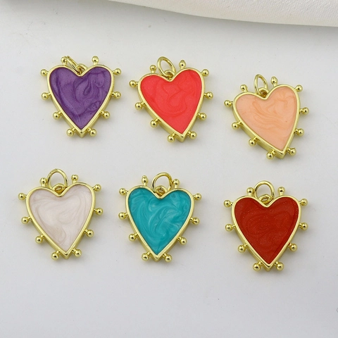 Ciondoli A Forma Di Cuore Rame Placcato Oro Smalto Trama Marmo DIY Creazione Di Gioielli Pendenti Per Bracciali Collane Elegante