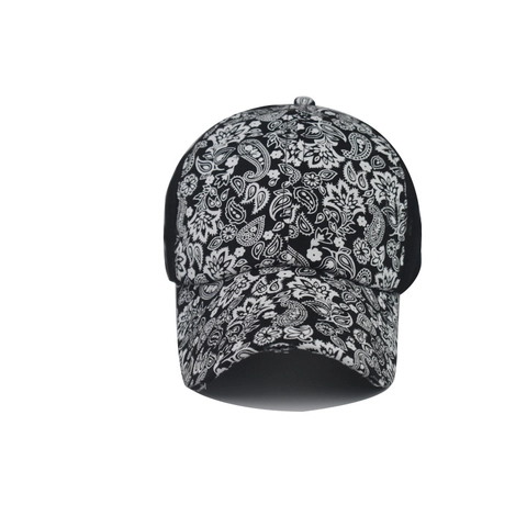 Paisley Print Baseball Cap Cotton Criss Cross Ponytail Hole Sun Hat Distressed Outdoor Casual Women Adjustable