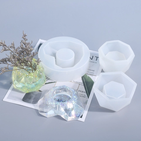 Siliconen Mal Geometrisch Hart Zeshoek Achthoek DIY Bloempot Hars Ambacht Aromatherapie Kaars Gips Houder