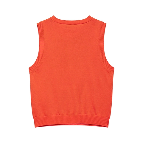 Chaleco De Punto Con Estampado De Rombos Para Mujer Cuello Redondo Sin Mangas Estilo Preppy Retro Británico