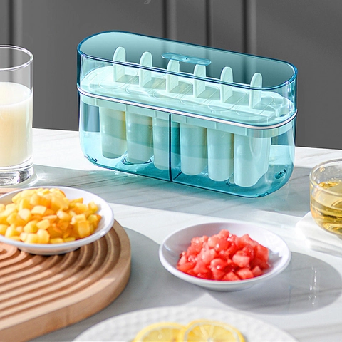 Stampi Per Ghiaccioli Domestici PET PP Grado Alimentare Produttore Con Coperchi E Bastoncini Multi Griglia Impilabile Riutilizzabile