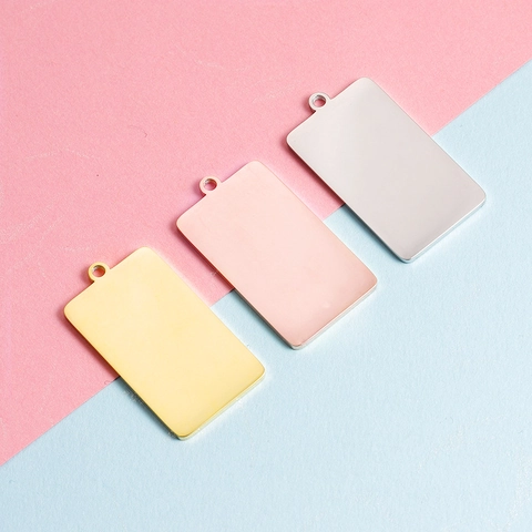 Rectangle Blank Pendants 304 Stainless Steel Mirror Polished Charms For DIY Jewelry Making Accessories