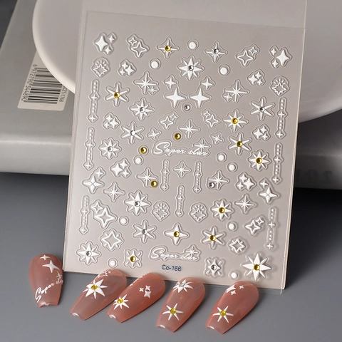 5D Rilievo Adesivi Per Unghie Impermeabile Autoadesivo 3D Cielo Stellato Fiori Manicure Decorazione DIY Bellezza Decor