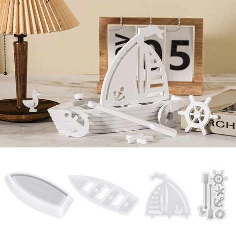 Moule Silicone Voilier Diy Ornement Nautique Resine Platre Decoration Maison Theme Bateau Pirate Elements Marins