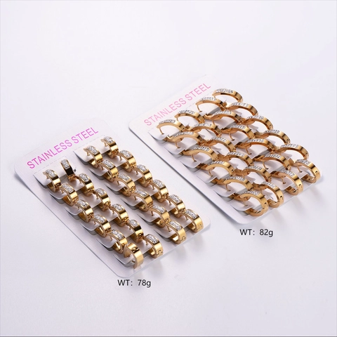Boucles D'oreilles Huggie Hoop Acier Inoxydable 316L Plaqué Or 18K Incrusté De Strass Forme Ovale Géométrique Bijoux De Mode