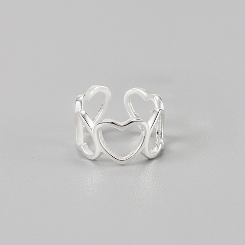 Hollow Heart Ear Cuff 925 Sterling Silver Non Piercing Minimalist Aesthetic Korean Style Jewelry Gift For Women
