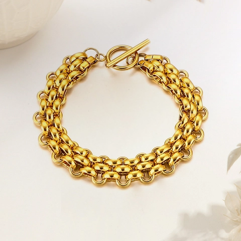 Vintage Titanstahl Uhrenarmband Armband Für Damen Gold Silber Galvanisiert Knebelverschluss Minimalistischer Hochwertiger Modeschmuck Geschenk