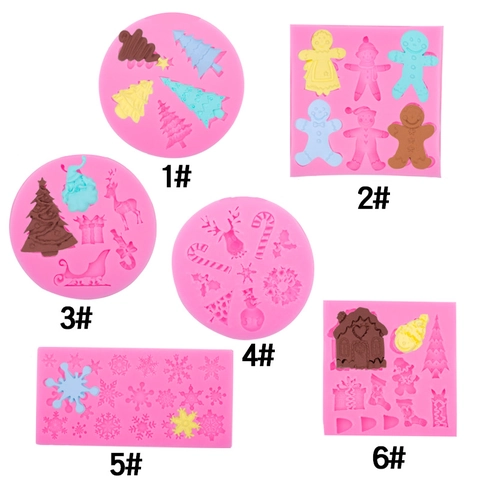 Kerst Siliconen Vorm Sneeuwvlok Kerstboom Suikerpop Fondant Chocolade Taart Bakken Decoratie DIY Gereedschap