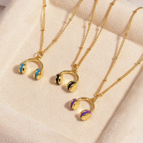 Collana Con Ciondolo A Forma Di Cuffie Acciaio Inossidabile Smalto Colorato Gioielli Trendy Per Donna Uomo