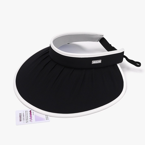 Women Sun Visor Hat Large Brim Pleated Ice Satin Nylon Foldable UV Protection Breathable Outdoor Beach Travel Adjustable