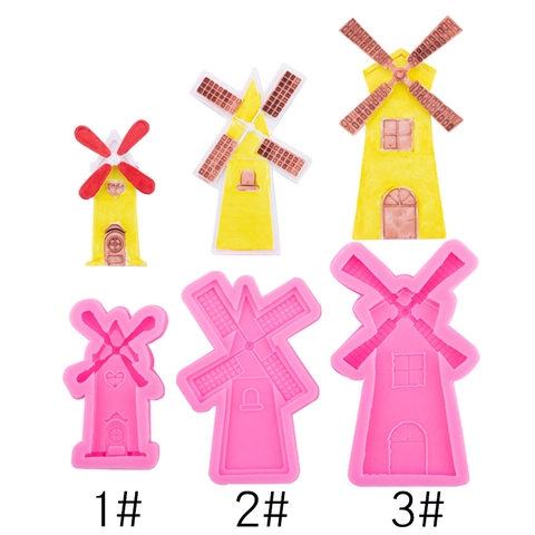 Windmill Shape Silicone Mold 3D DIY Fondant Chocolate Cake Decorating Tool Pastoral Style Kitchen Baking Accessories