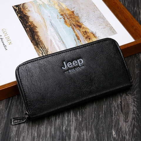 Men Long Wallet PU Leather Litchi Texture Large Capacity Zipper Clutch Bag Multi Card Slots Phone Pocket RFID Blocking