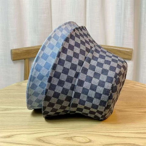 Checkerboard Muster Bucket Hat Für Damen Breite Krempe Baumwolle Denim Fischerhut Japanischer Stil Lässige Streetwear