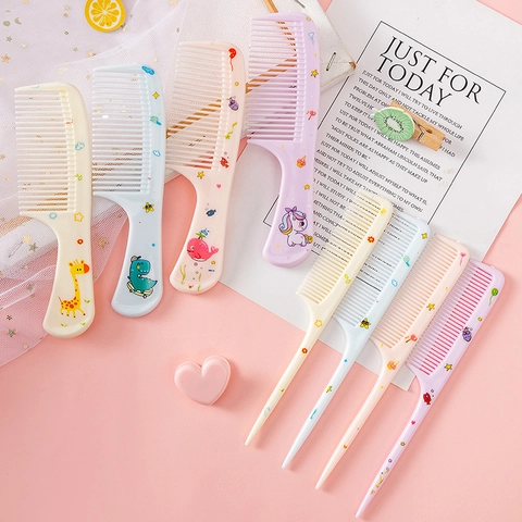 Peignes À Cheveux En Plastique Animaux De Dessin Animé Brosses À Cheveux Portables Pour Filles Enfants Baleine Dinosaure Girafe Licorne