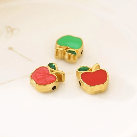 Apfel Frucht Perlen Edelstahl Emaille Charms Für DIY Schmuckherstellung Armband Halskette Zubehör Bunte Mode