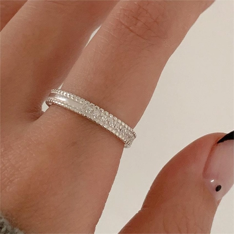 Anello In Argento Sterling 925 Da Donna Minimalista Zircone Eternity Band Bordo Perlato Milgrain Stile INS Coreano Accessorio