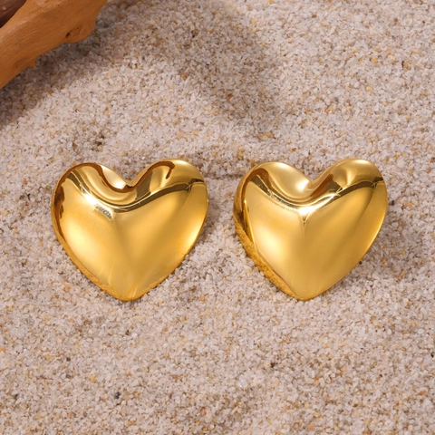 Geometric Stud Earrings Stainless Steel Copper 18K Gold Plated Minimalist Heart Star Flower For Women Fashion Jewelry