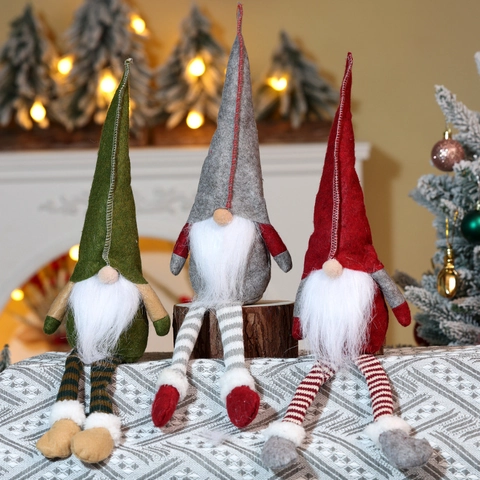 Gnome De Noël Poupée Peluche À Longues Jambes Sans Visage Tissu Feutre Rudolf Tomte Décoration Suédoise Fête Bureau Maison