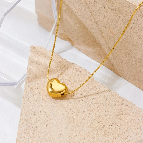 Minimalistische Hart Hanger Ketting Titanium Roestvrij Staal Goud Verguld Elegante Sieraden Voor Vrouwen