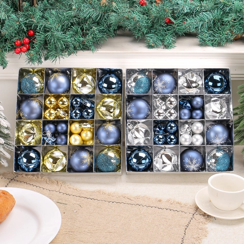 Weihnachtsbaumkugeln Set Bruchsicherer Kunststoff Ornamente Galvanisiert Bemalt Verschiedene Stile Für Feiertagsdeko