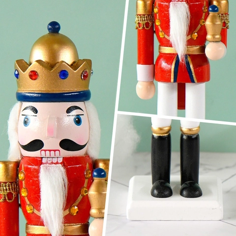 Traditional Christmas Nutcracker Soldier Figurines Hand Painted Wooden Desktop Ornaments For Holiday Home Tabletop Decor