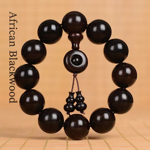 Pulsera De Cuentas De Oración Budista Madera De Granadillo Africano Ébano Natural Pulido Joyería De Meditación Mala Hombres Mujeres