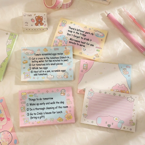 Cute Cartoon Memo Pads Paper Non Adhesive Tear Off For Journaling Student School Office Supply Korean Style