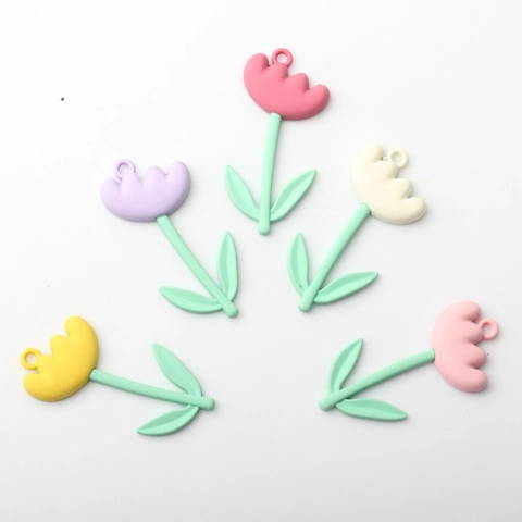 Tulip Flower Charms Painted Zinc Alloy Pendants For DIY Earring Jewelry Making Handcrafted Colorful Cute Cartoon Accessories