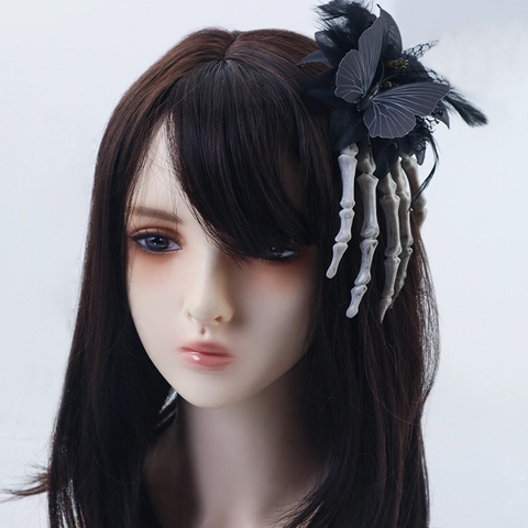 Halloween Skeletthand Rose Haarspange Gotisch Spitze Netz Haarnadel Für Damen Party Kostüm Requisite Zubehör Neuheit