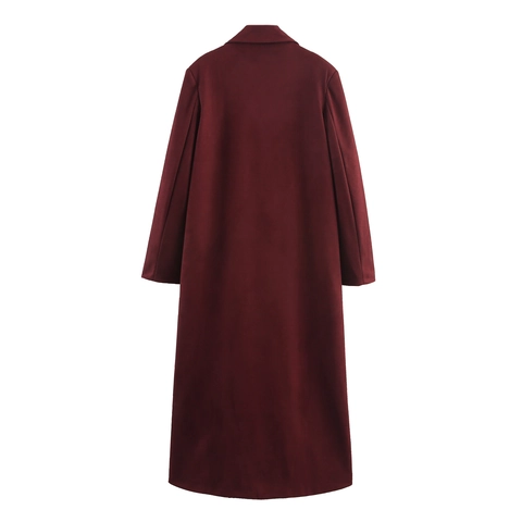 Abrigo De Gamuza Para Mujer Manga Larga Doble Botonadura Cuello Solapa Color Sólido Estilo Británico Casual