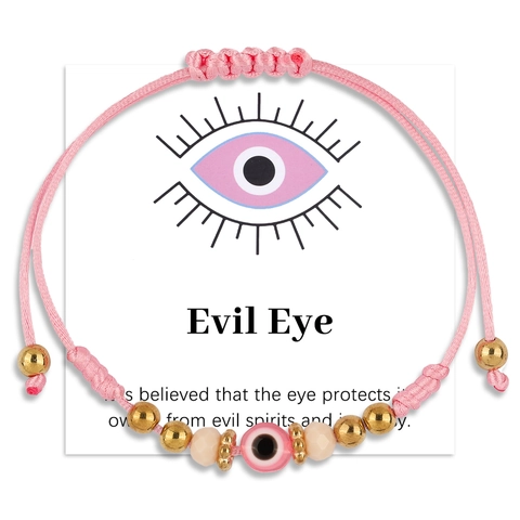 Bracciale In Corda Intrecciata Evil Eye Regolabile Fatto A Mano Perla Lega Cristallo Protezione Amuleto Gioielli Per Donne Ragazze