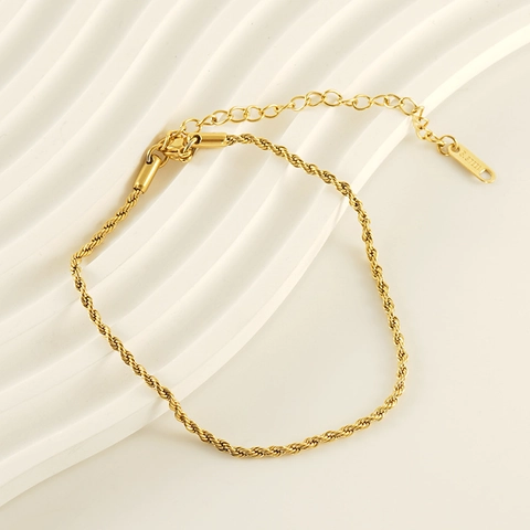Cavigliera A Catena Di Corda Minimalista Placcata Oro 18K Acciaio Inossidabile Gioielli Da Piede Intrecciati Per Donne Elegante