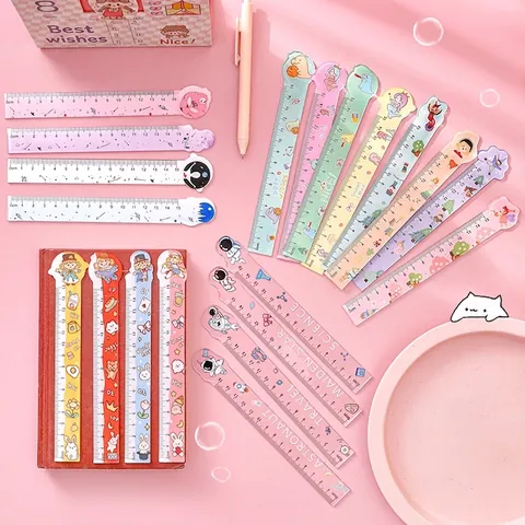 Cute Cartoon Shaped Measuring Ruler Plastic Drawing Tool For School Students Office Stationery Dinosaur Astronaut Style